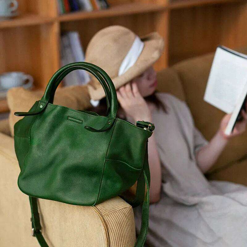 Casual Handmade High-Quality Genuine Women Small Tote Fashion Vintage Soft Cow Leather Shoulder Crossbody Bag