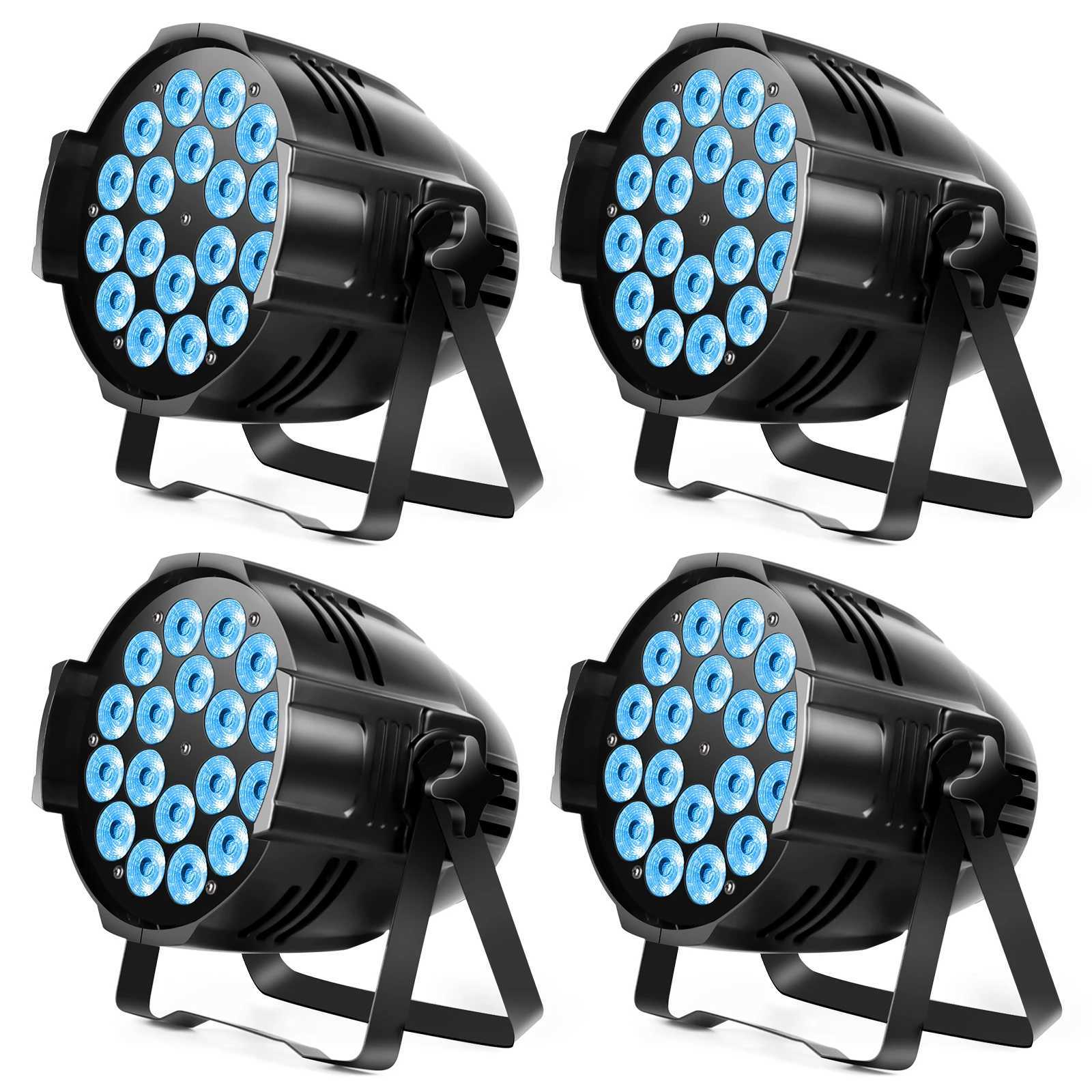 UKing 4PCS 200W 18 LED Par Light 4in1 18x8W RGBW Stage Light DMX 512 Control 4/8CH Flat Lighting Christmas DJ Party Disco Lamp XJ250527