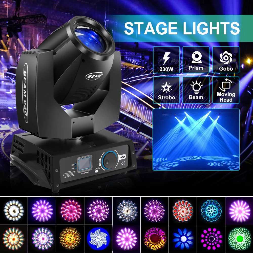Yiflamefly 230W High Brightness Beam Light RGBW Gobo Rotating Light with Flycase DMX Moving Head Lighting for DJ Disco PartyXJ250527
