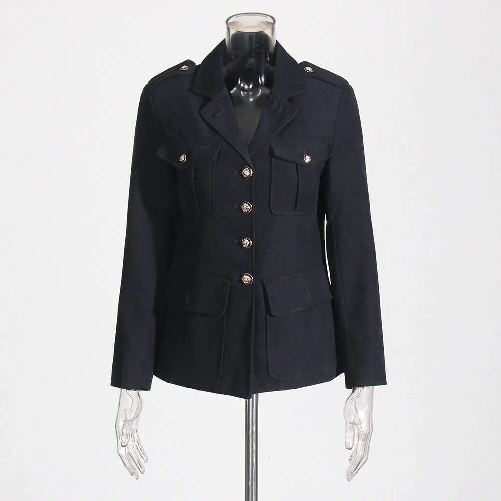 TWOTWINSTYLE Colorblock Casual Coats For Women Stand Collar Long Sleeve Patchwork Single Breasted Chic Jackets Female Clothing