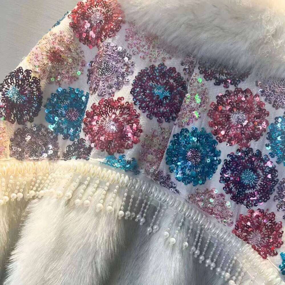 Faux Mink Fur Coat for Women, Sequins Jacket, Loose Long Overcoat, Thick Warm Female Clothing, New Fashion, High Quality, Winter