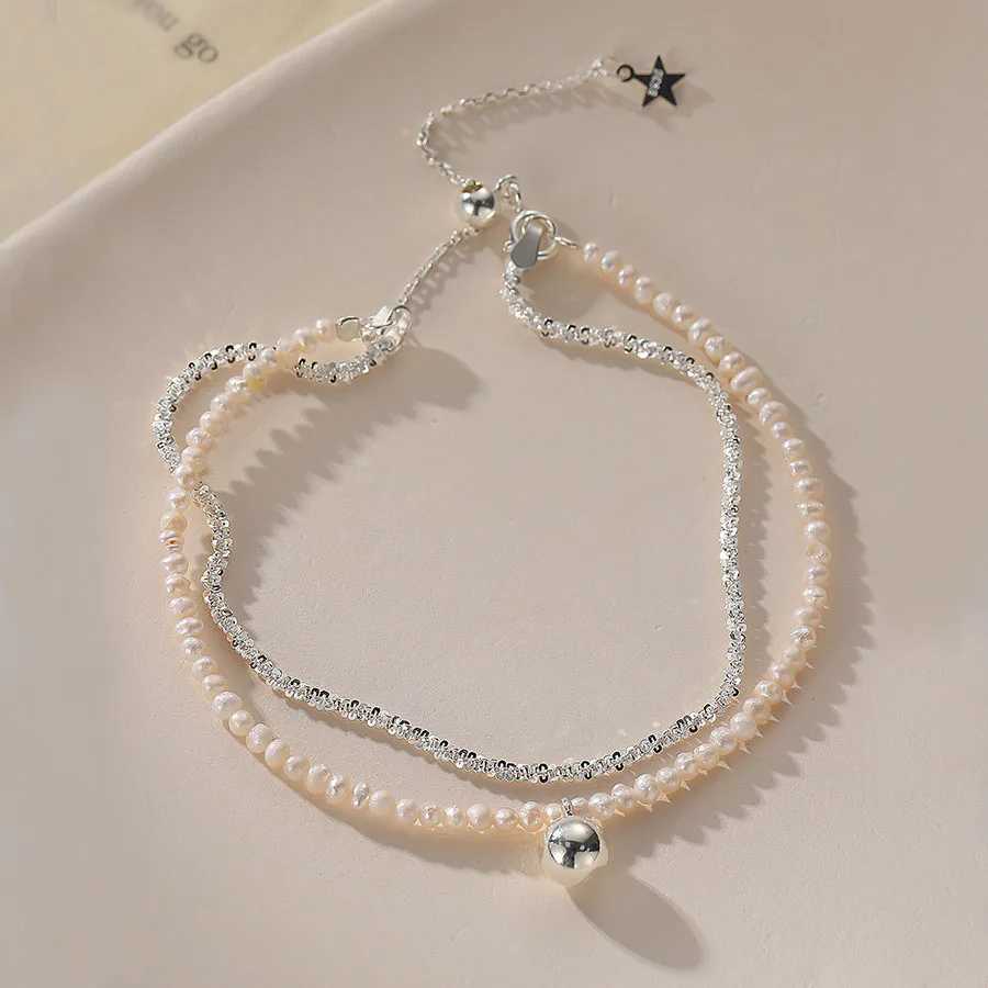 VENTFILLE 925 Sterling Silver Star Love Heart Pendant Round Bead Pearl Bracelet For Girls Sweet Romantic Style Gifts For Lovers W250526