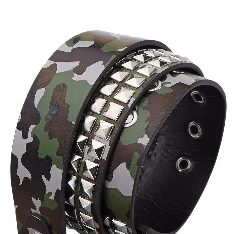 Camouflage Rivet Belt Unisex Fashion Casual All-match Jeans Accessories Girdle Goth Retro Punk Hip Hop Y2k Girl Waistband 250520