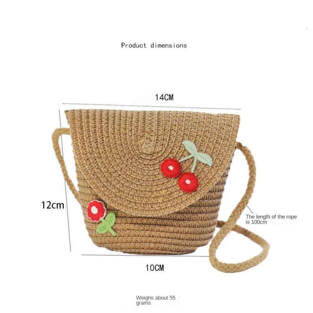 Sweet Kid's Straw Woven Bow Shoulder Outdoor Travel Messenger Beach Bag Mini Children's Coin Purse Handbag