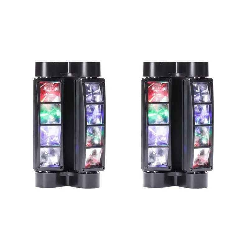 2pcs/lot 8x3W Mini LED Spider Light Sound Mode LED Moving Head Lights LED Beam Stage DJ Bars Party DMX512 Disco Lighting XJ250527
