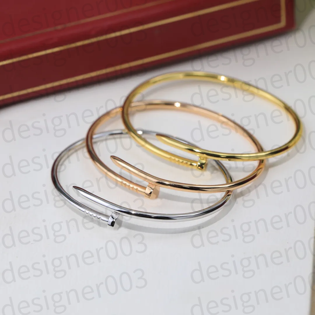 Nail Bracelet Bangle Designer Jewelry luxury classic fashion bracelt oval Moissanite18k gold silver rise stainless steel cuff braclet jewlery for woman 17 19 size