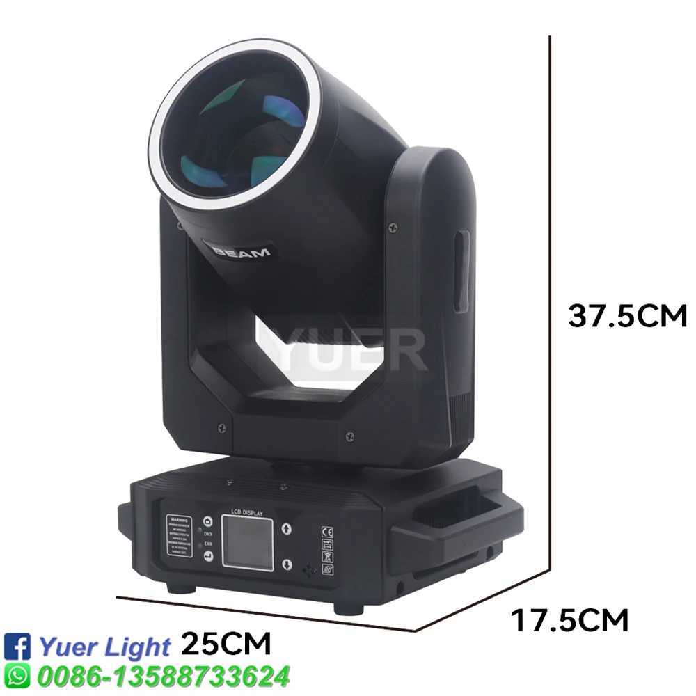 200W LED Moving Head Light With Ring Beam+Spot+18 Rotating Prisms+Rainbow 12 Gobo 8 Color Effect DJ DMX Stage Light Disco Bar XJ250527