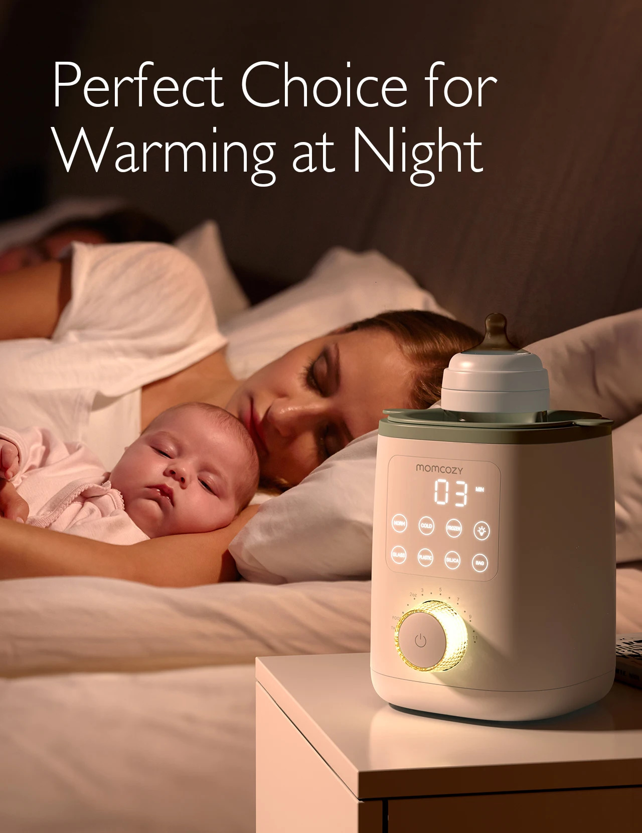 Momcozy 9 in 1 Bottle Warmer with Night Light Accurate Temperature Control Retains Nutrients Breast Milk for All Bottles 250527