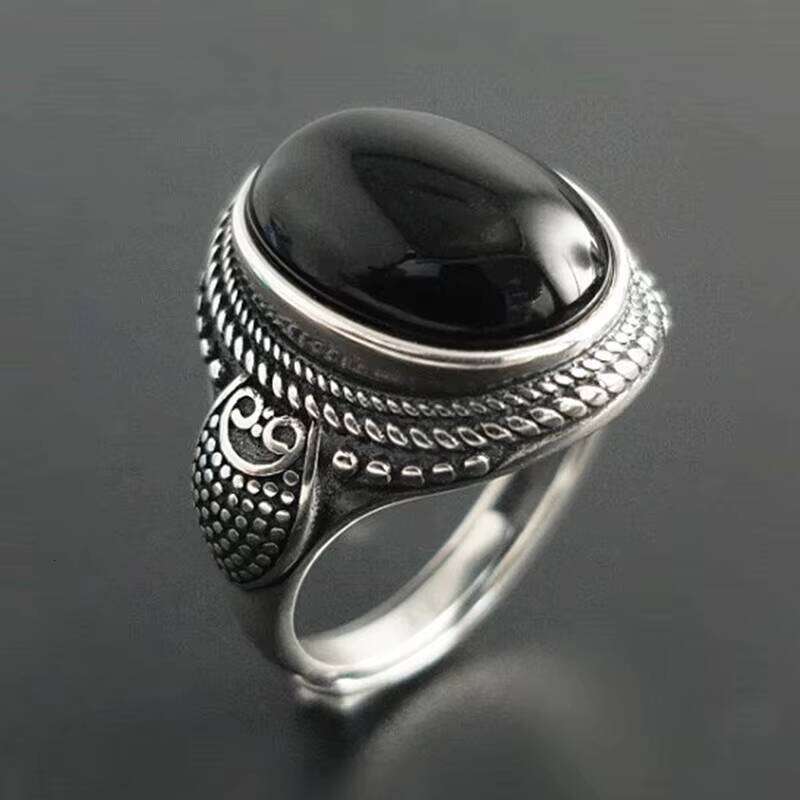 Natural Black Onyx Stone Men Rings Jewelry Fashion Ring