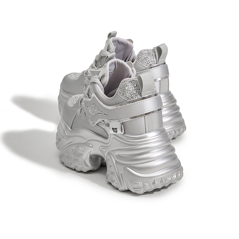 Designer Thick-Soled Dad Shoes for Women New Spring 2025 Water Diamond Fashion Insole Height-Increasing Women's Shoes Versatile Sports and Casual