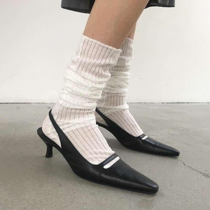 Korean Style Summer New 2025 Niche Versatile Stiletto High Kitten Heel Simple Genuine Leather Square Toe Sandals