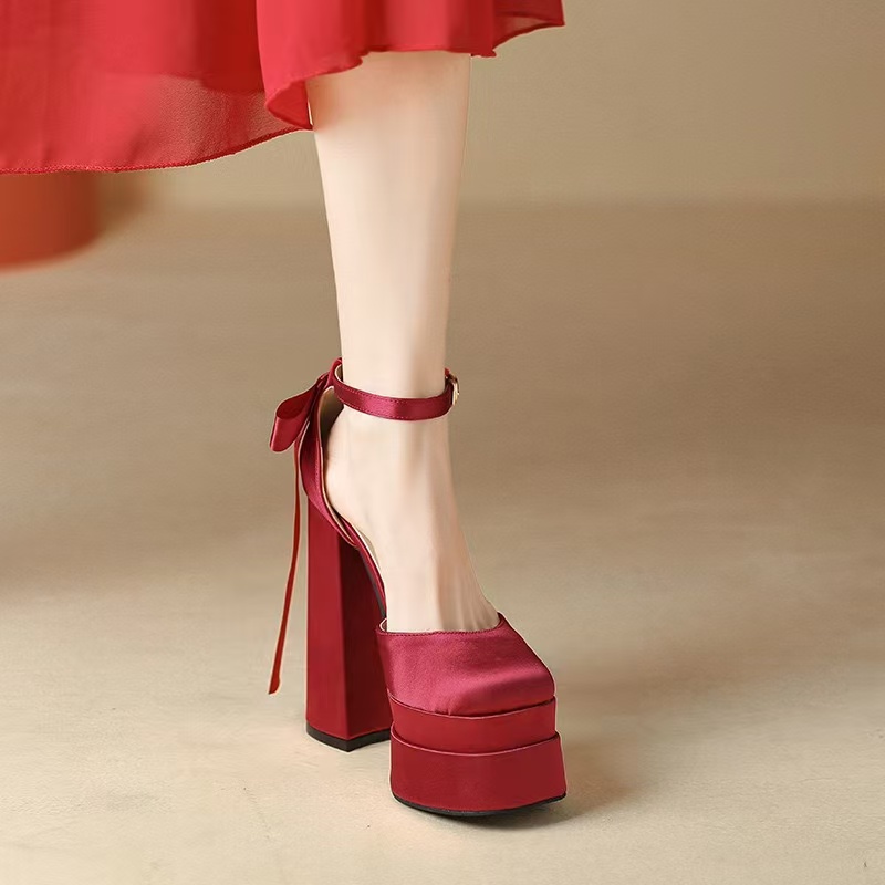 Women's Sexy Summer Sandals Platform Close toe High Heels Pumps Red Black White Party Dance Shoes Female Large Size ad93