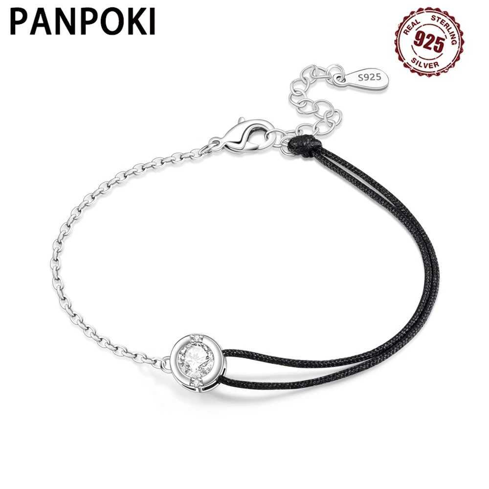 PANPOKI New 925 Sterling Silver Asymmetric Zircon Bracelet Chain Link Women Bracelet Birthday Trend Jewelry Fine Gifts W250526