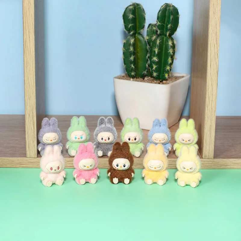Labubu Mini Sitting Posture Plush Toy Cute Cartoon Desktop Ornament Schoolbag Decoration Key Chain Pendant Holiday Gifts W250526