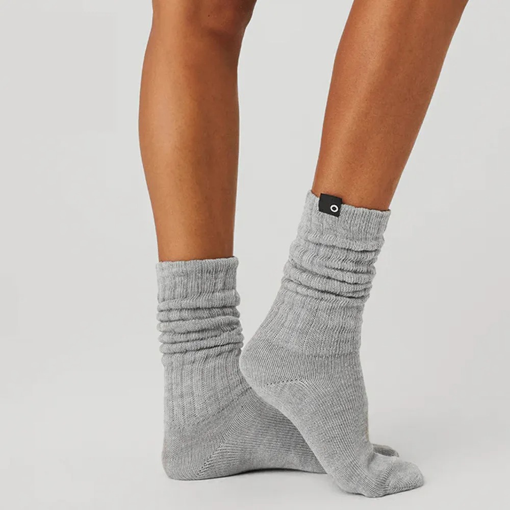 1023 Women SCRUNCH SOCK Yoga Socks Casual Sports Cotton Stocking Pilates Fitness Unisex Black and White Long Socks