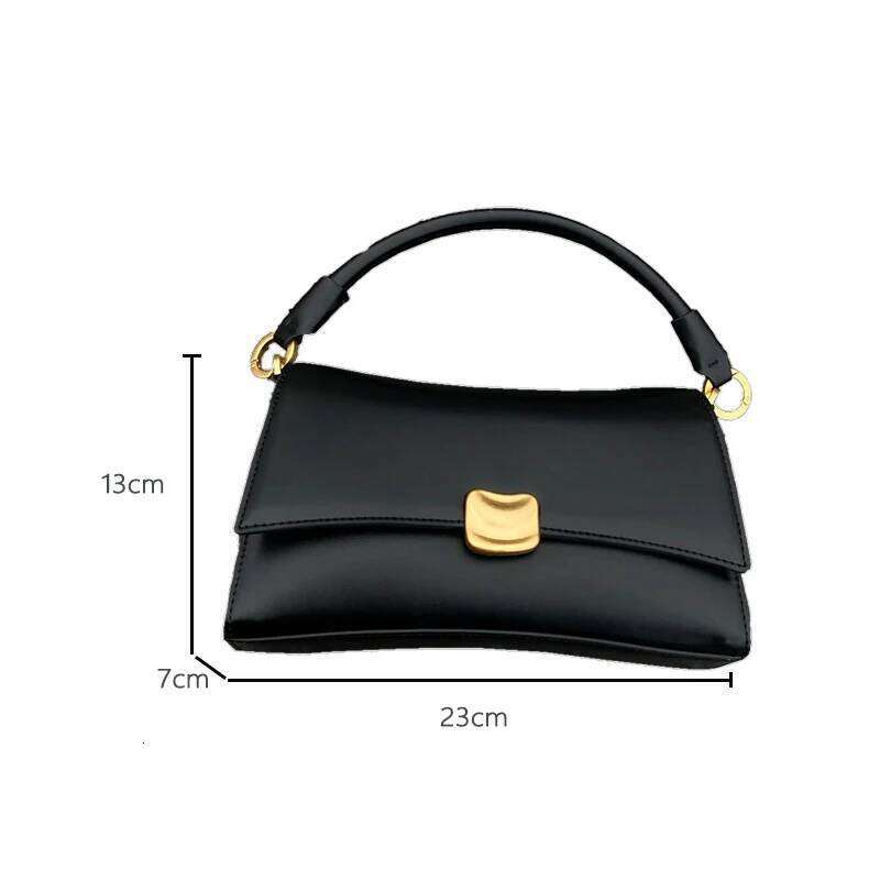 Black Flap Lock Handbags Women PU Leather Top-Handle Messenger Casual Female Crossbody Retro Square Shoulder Bag Purse