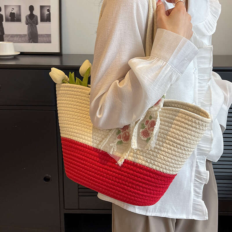 Large Capacity Woven Tote Bag for Women | New Fashionable Versatile Crossbody/Shoulder Bag | Ins-Style Beach Shopping Bag | Trendy Casual Handbag