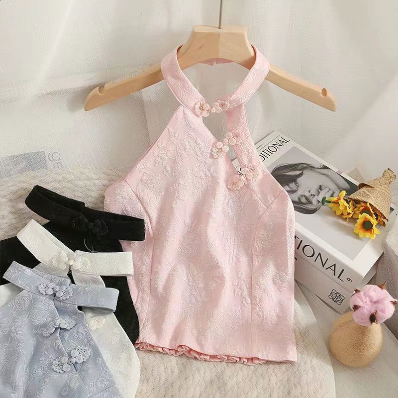 Plus Size 150kg Summer Outerwear Pure Desire Hot Girl Style Halter Buckle Cheongsam Modified Vest for Women Trendy 230310