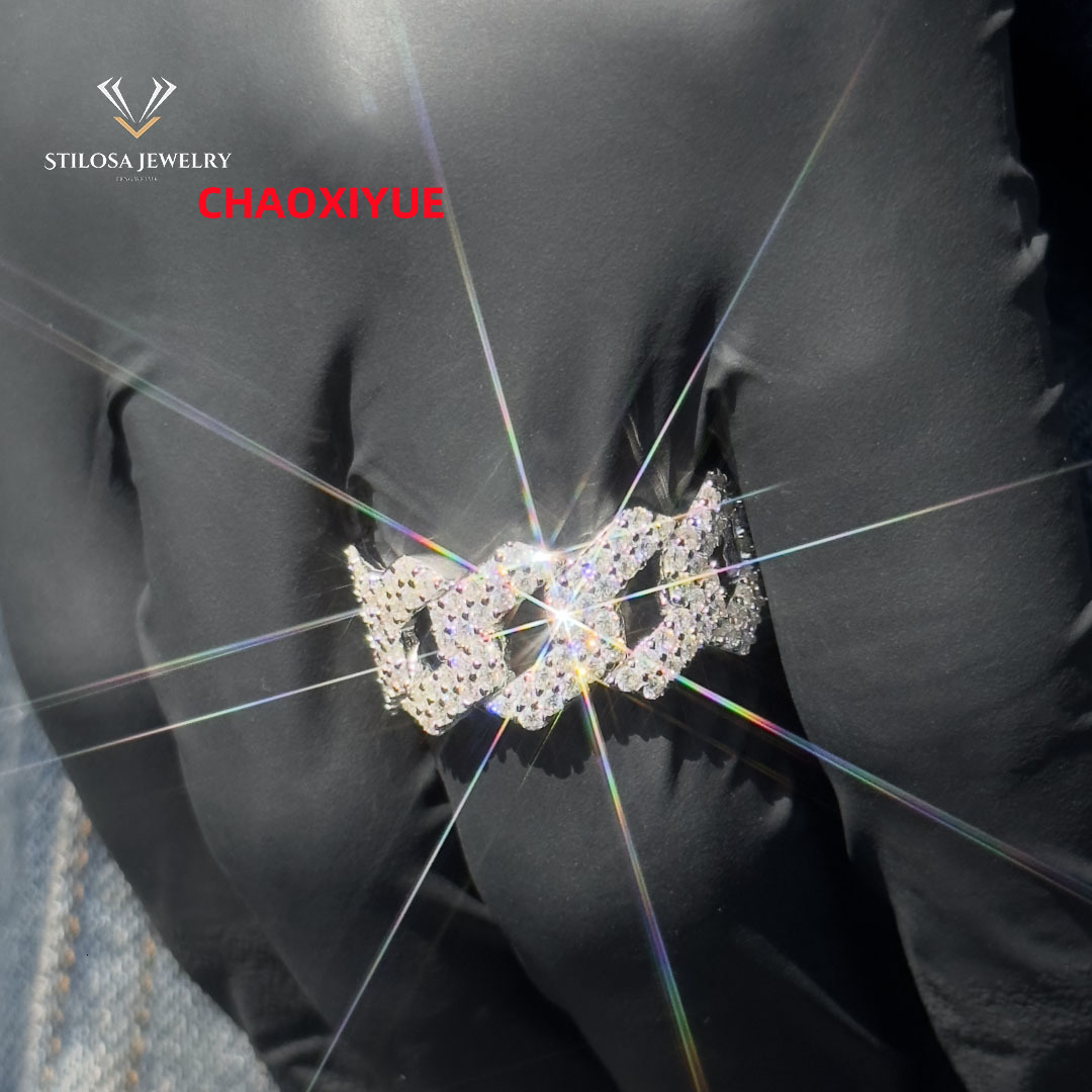 Fashion Jewelry Iced Out Ring 925 Sterling Silver with VVS Moissanite Custom Ring Hip Hop Moissanite Mens Ring for Men