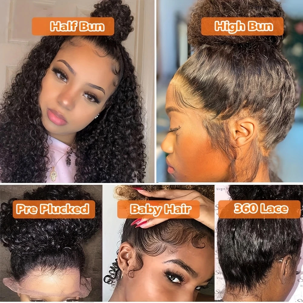 Invisible Strap 360 HD Lace Glueless Wig Human Hair Water Wave 360 Glueless Human Hair Wig 250 Density Deep Wave Lace Frontal Wigs