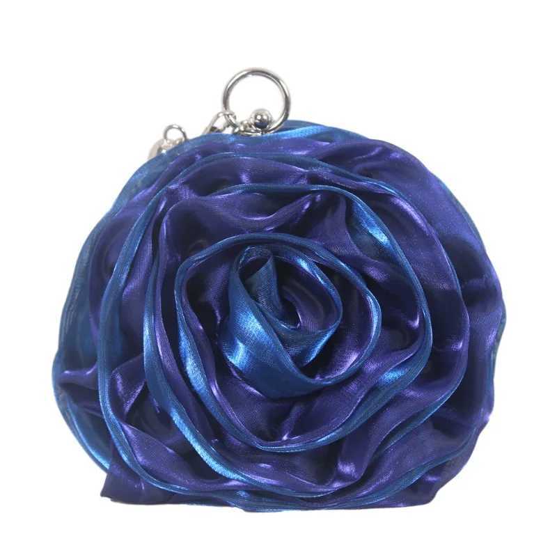 Sweet 3D Rose Flower Purses Women Silk Bridal Wedding Evening Bag Cute Mini Round Hand Bag for Prom Party Small Coin Bag W250527