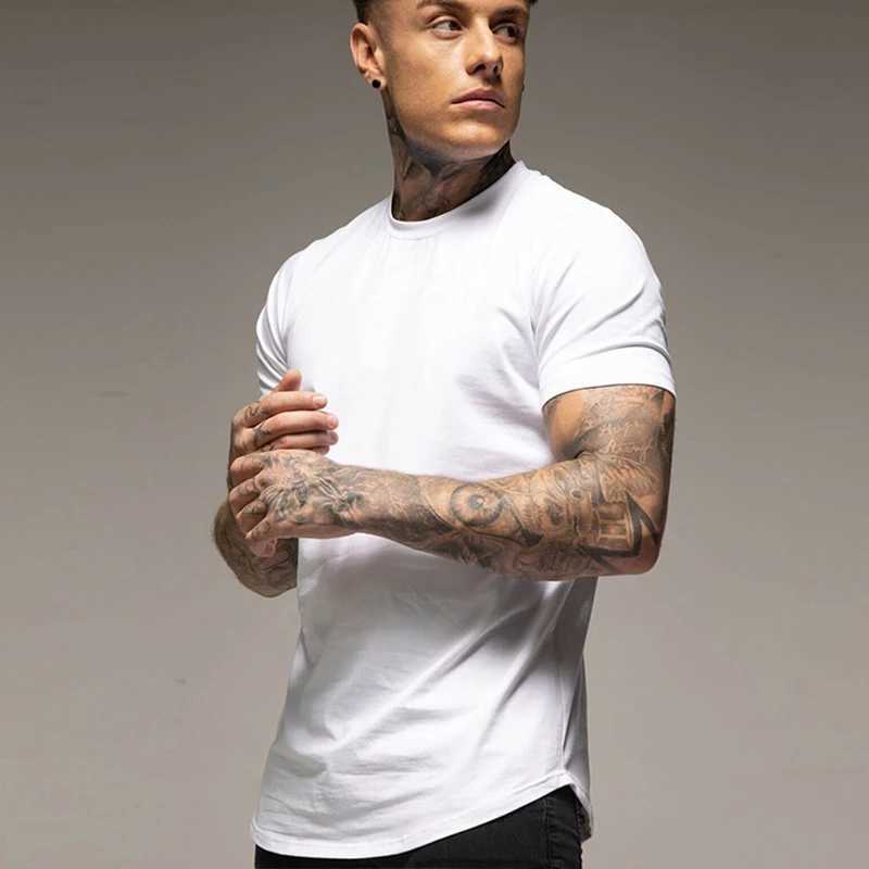 Plain Summer Workout Gym T-Shirt Mens Cotton Short Sleeves T Shirt Casual Tee Tops O-neck Streetwear Fashion Sports Clothing Z250527