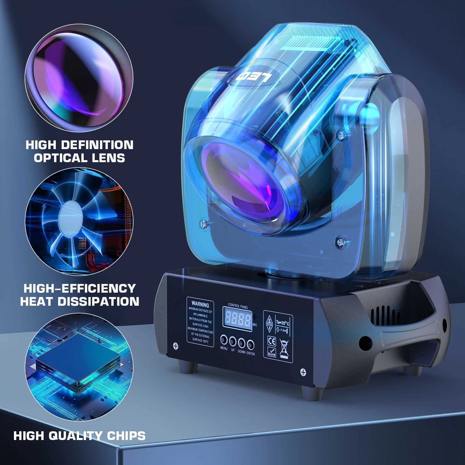 Yiflamefly 2PCS/Set 100W Moving Head Stage Lights Beam Gobo Dazzling Effect DMX LED Spotlight For Club KTV Disco DJ Party XJ250527