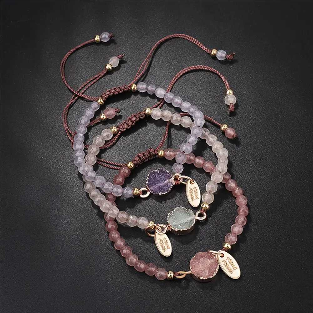 Women Charm With Stone Adjustable Bangle Weave Rope Bracelet Jewelry Natural Stone Handmade W250526