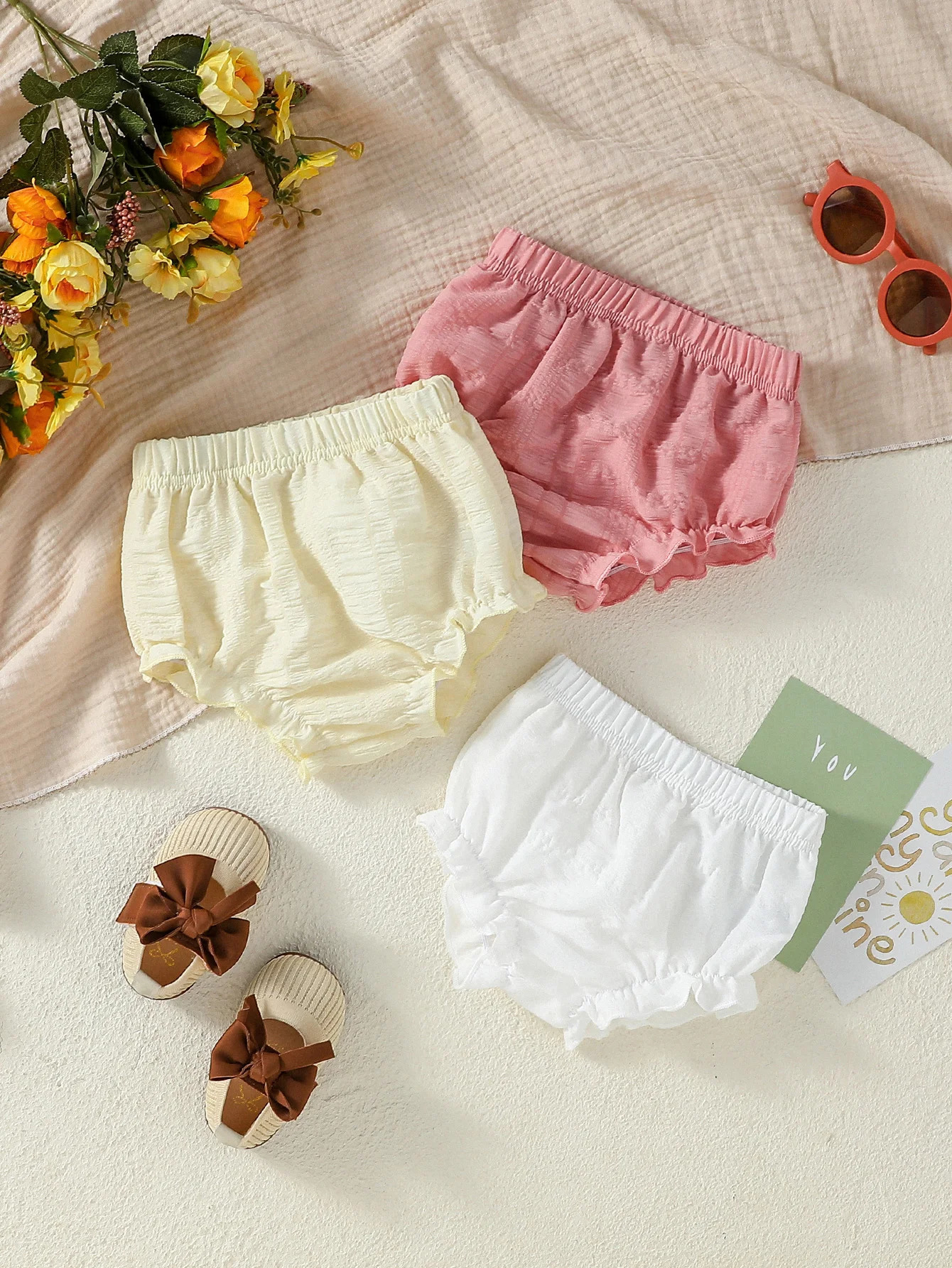Fahion Baby Girls Solid Short Pants 3pcs Summer Casual Wear 250527