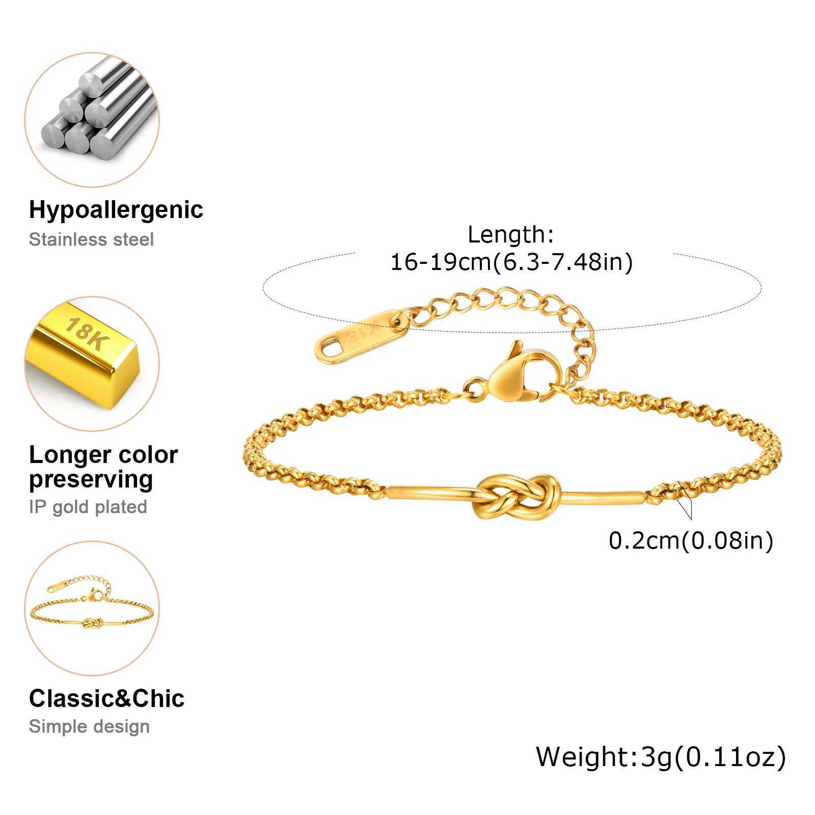 Minimalist Knot Link Chain Bracelet for Women Gold Color Stainless Steel Bracelets New Trendy Waterproof Jewelry Gift W250526