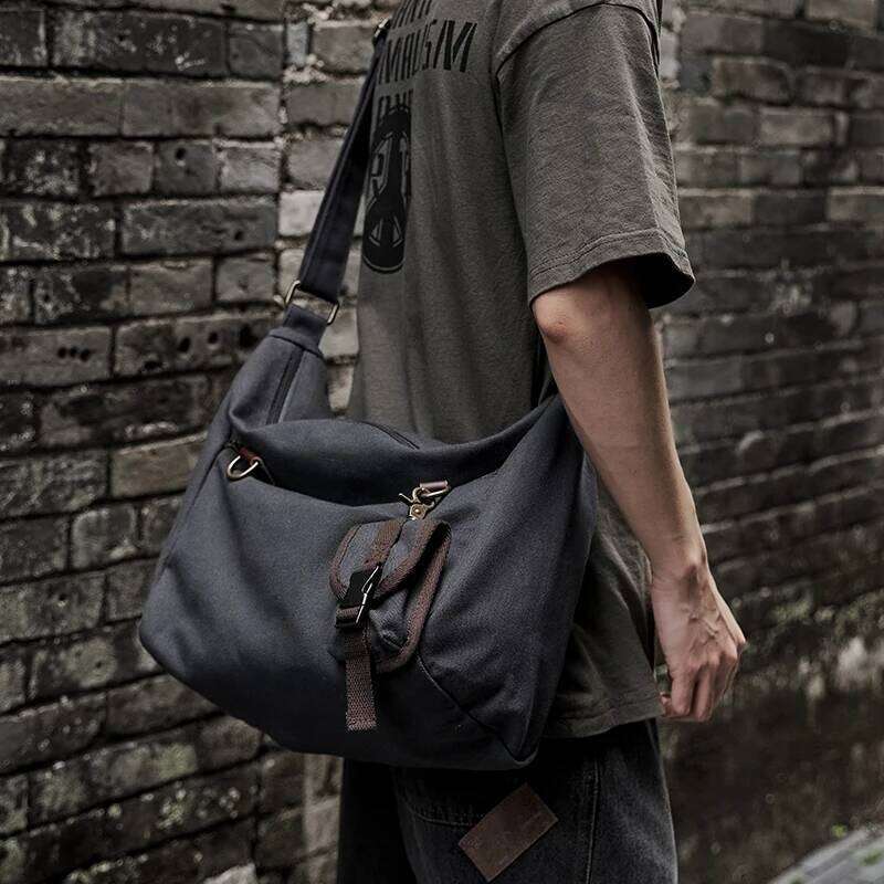 Canvas Messenger Men 14 inch Laptop Shoulder with Zipper Retro Hobo Bag for Male Female