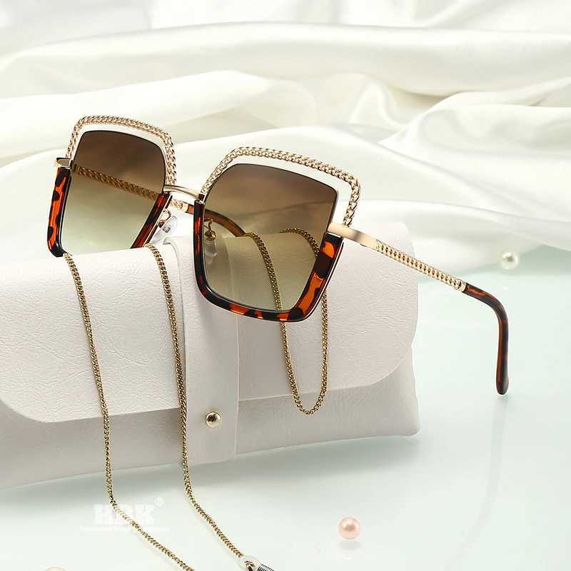 HBK Luxury High Quality Womens Sunglasse Alloy Chain Case Sunglasses Brand Design Female Shades Ladies Fashion Eyeglasses UV400 Z250527