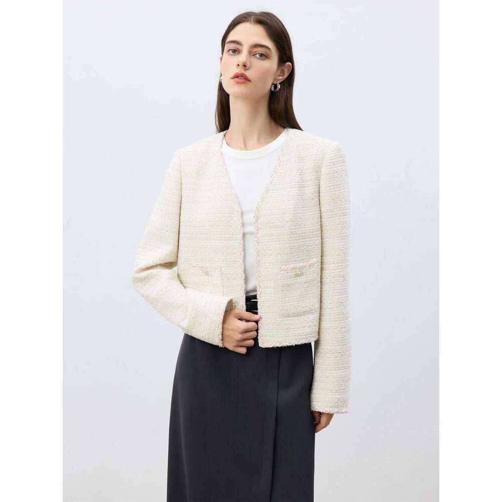 ZIQIAO Petite Size Jacket 2025 Spring New Korean Style White High-End Short Top Casual Loose Women Coats 25Zq91136