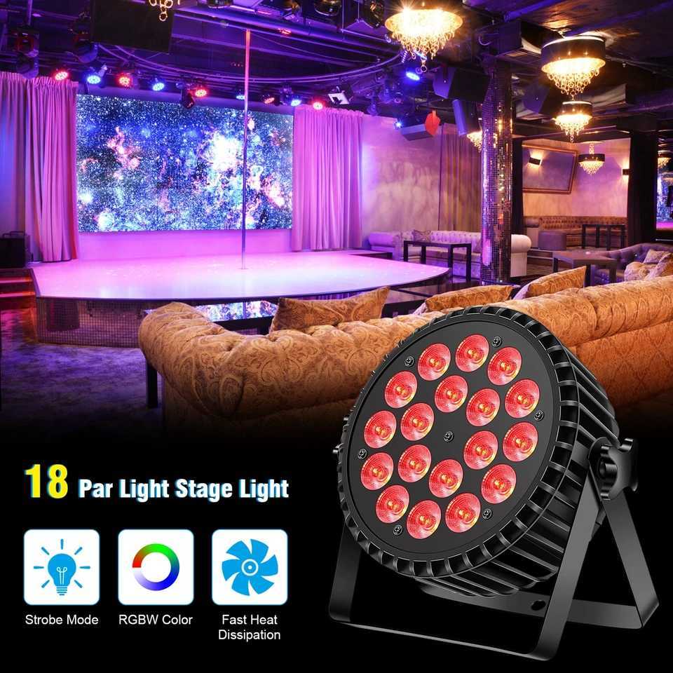 Fieryzeal 4PCS LED Par Light 200W 4 IN 1 RGBW DMX Stage Flat Par Lighting Effect DJ Disco Party Holiday Bar Wedding Show Lights XJ250527