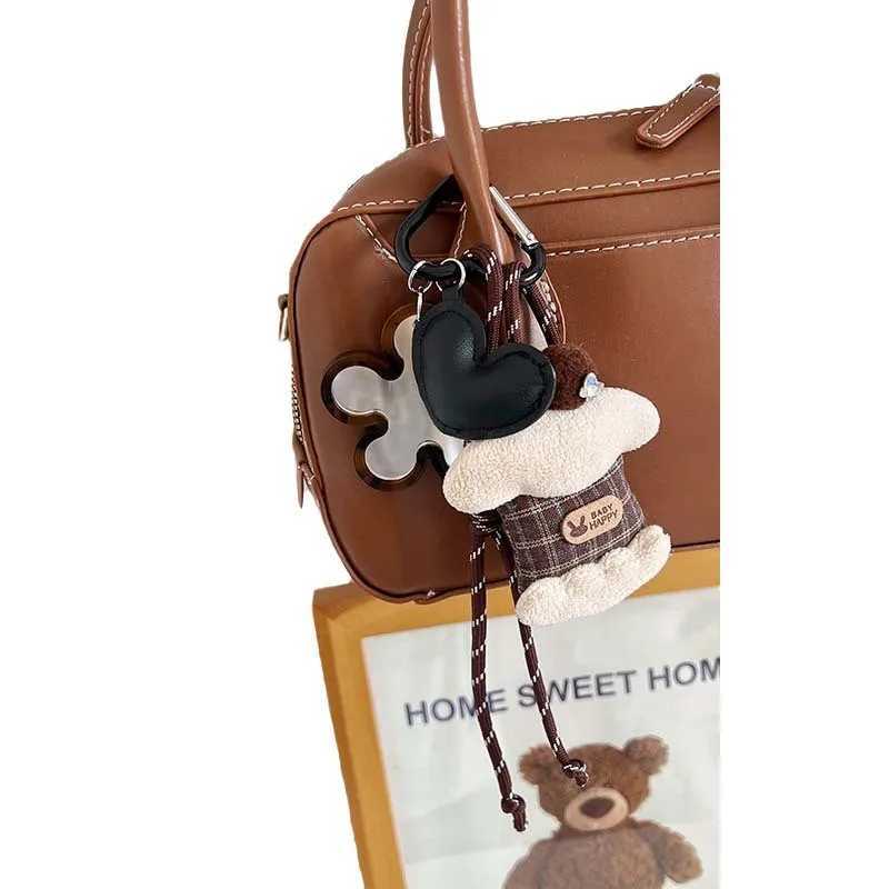 Cartoon Plush Bear Mirror Comb Keychains For Women Y2k Bag Pendant Couple Car Key Chains Jewelry Gift Decoration Accessories W250526