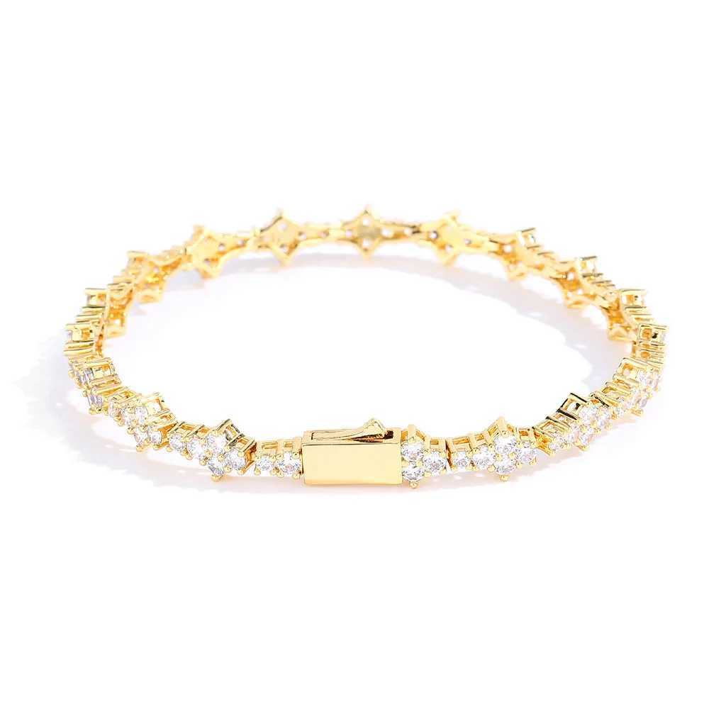 Hip hop Bracelet Ice Cube Zirconia Tennis Chain Bracelet Mens And Womens Sparkling Simple Couple Gift W250526
