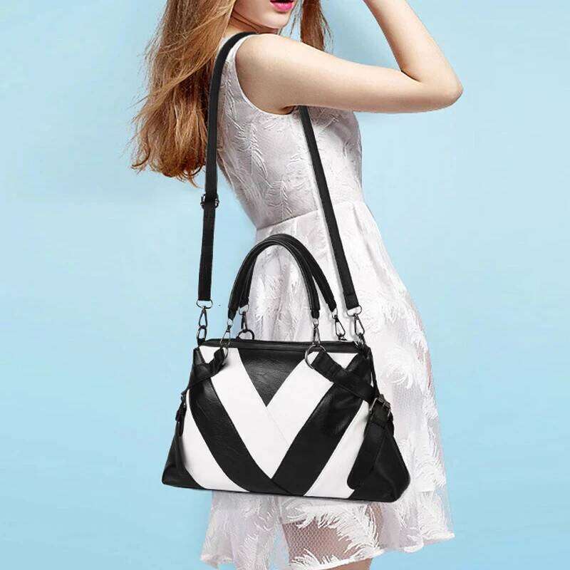 Female Solid Color Patchwork Shoulder Women Designer Handbag Ladies PU Leather Crossbody Bag