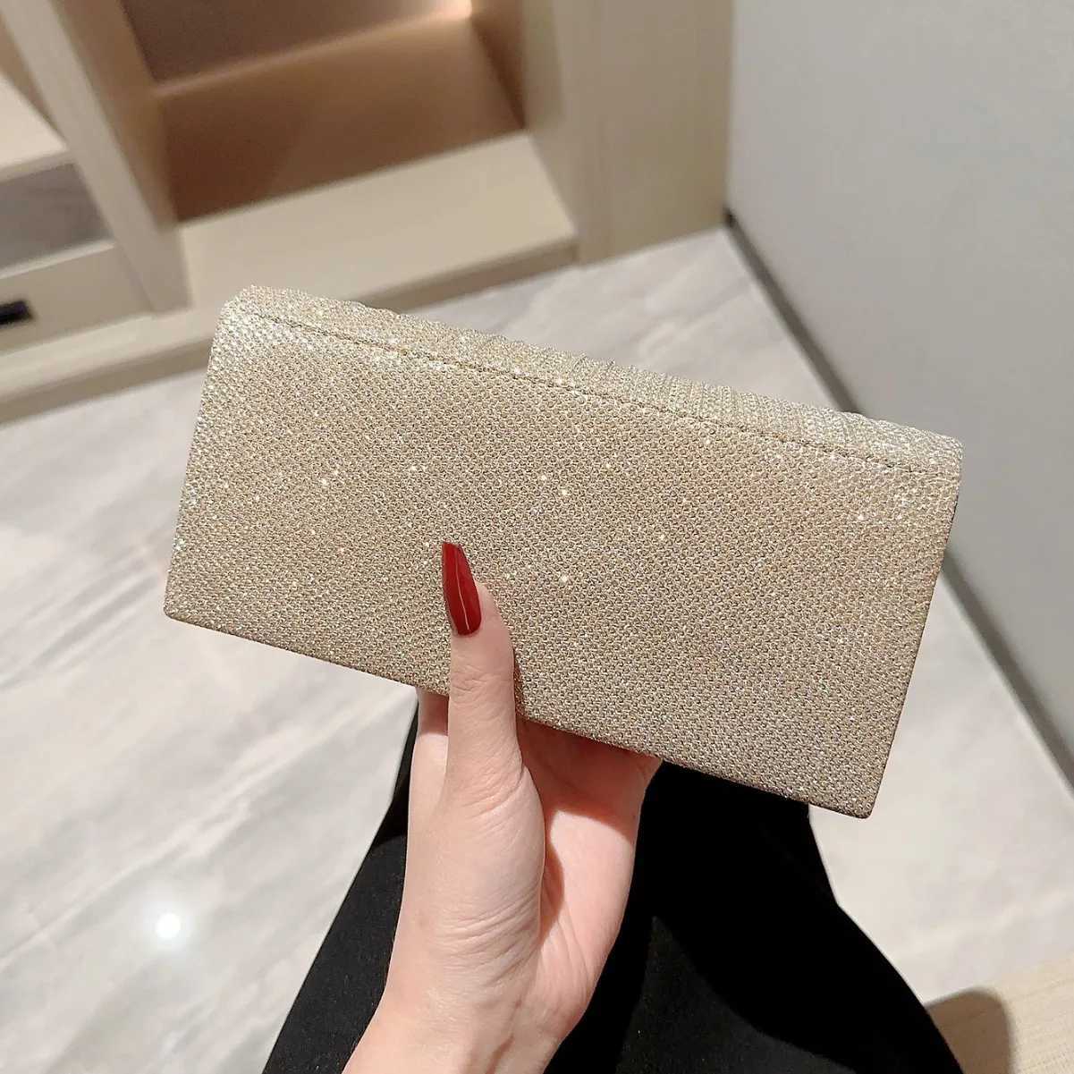 Ladies Evening Dinner Clutch Bag Folded Shining High Grade Handbag Glitter Party Purse Elegant Shoulderbag Bags for Women W250527