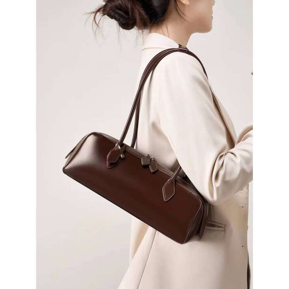 Free Shopping Annmouler New Genuine Leather Women's Shoulder Bag Cowhide Ladies Handbag Baguette Bag Female Commuter Shopping Underarm