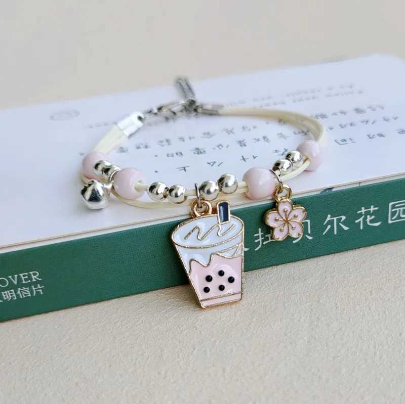2023 New Simple Cute Cartoon Bunny Bracelet for Women Sweet Pink Series Pendant Hand-Woven Bracelets Bangles Couple Friends Gift W250526