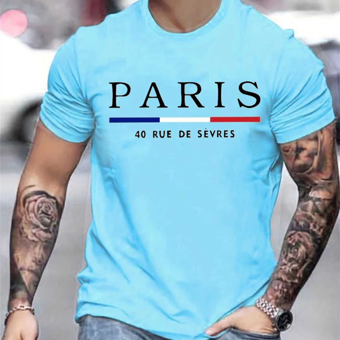 Paris Shirts Mens T-Shirts 3D Print Mens Clothes Short Sleeve Mens T Shirt Crew Neck Oversized T Shirt Fashion Mens Clothing Z250527