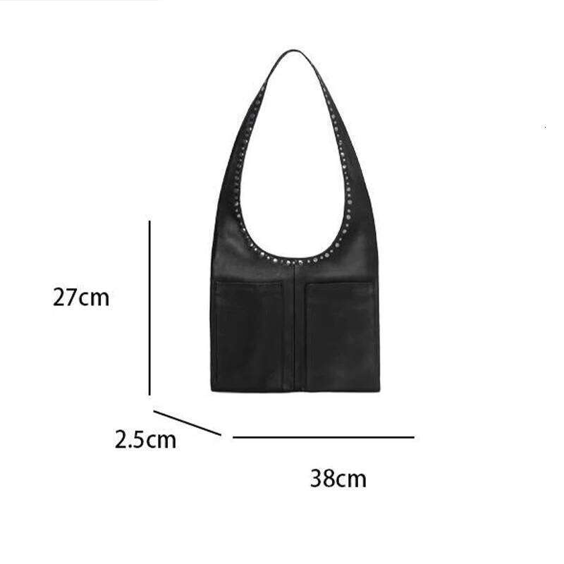 Women's Bags Designer Vintage Rivet Y2k Suede Women Shoulder Bags Motorcycle Style Large Capacity Tote Bag Soft Leather Handbags Shopper Purses