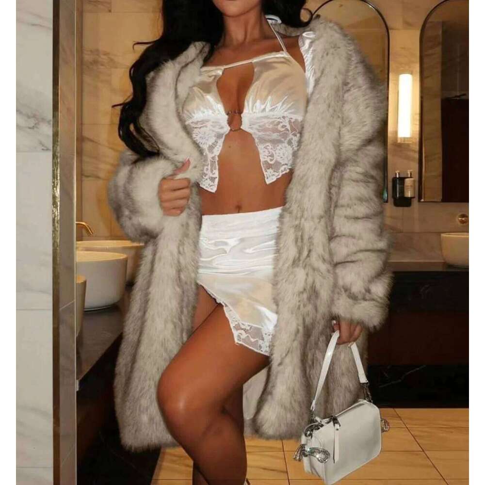 Popular coat in autumn winter warm and loose women's faux fur medium jacket