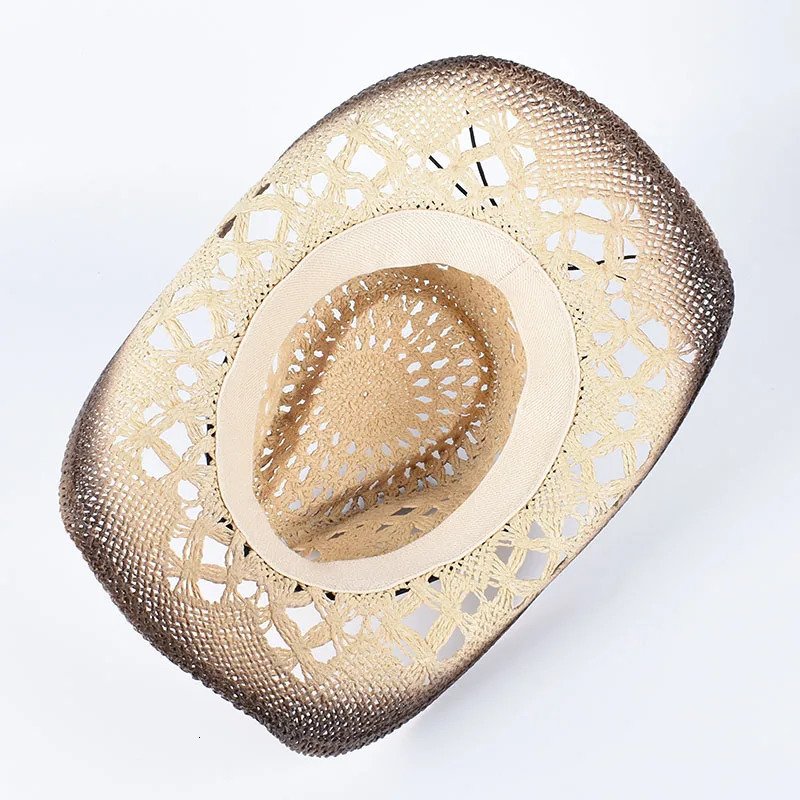 Summer Western Cowboy Hat Woman Men 2025 Adult Vintage Ladies Beach Straw Sun Hat Cowgirl Cap Wide Brim Jeans Hats 250526