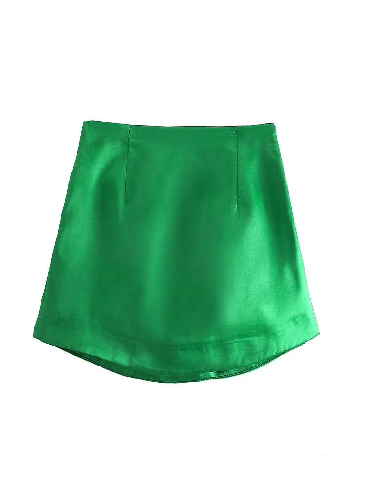 Willshela Women Fashion Purple Satin Mini Skirt High-waist Side Zipper Chic Lady Woman INS style Soft Short skirts 250521