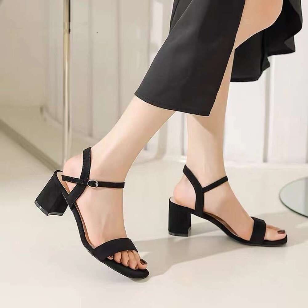 One-Strap Sandals for Women with Thick 2025 Summer New Soft Sole Fashion Fairy Style Internet Celebrity High Heels Women's Shoes