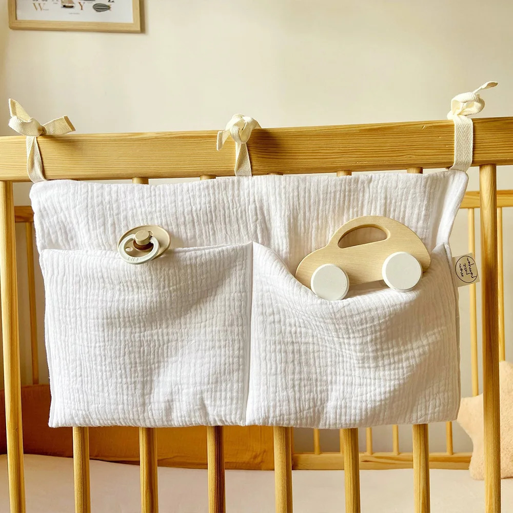 Baby Crib Storage Bag Cotton Double Pouch born Bed Headboard Organizer for Kids Bedding Diaper Toys y250517z