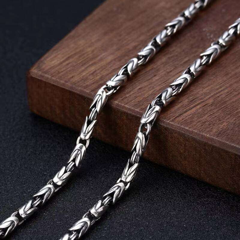 S Sterling Sier Men's Six Character True Words Vintage Peace Pattern Necklace Jewelry