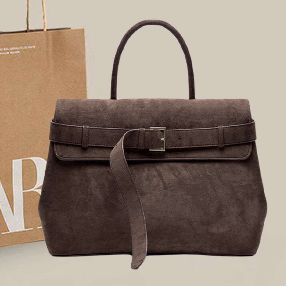 ZAR FENDEN Casual Buckle Nubuck Leather Briefcase Shoulder Crossbody Commuter Simple Niche Elegant Bag