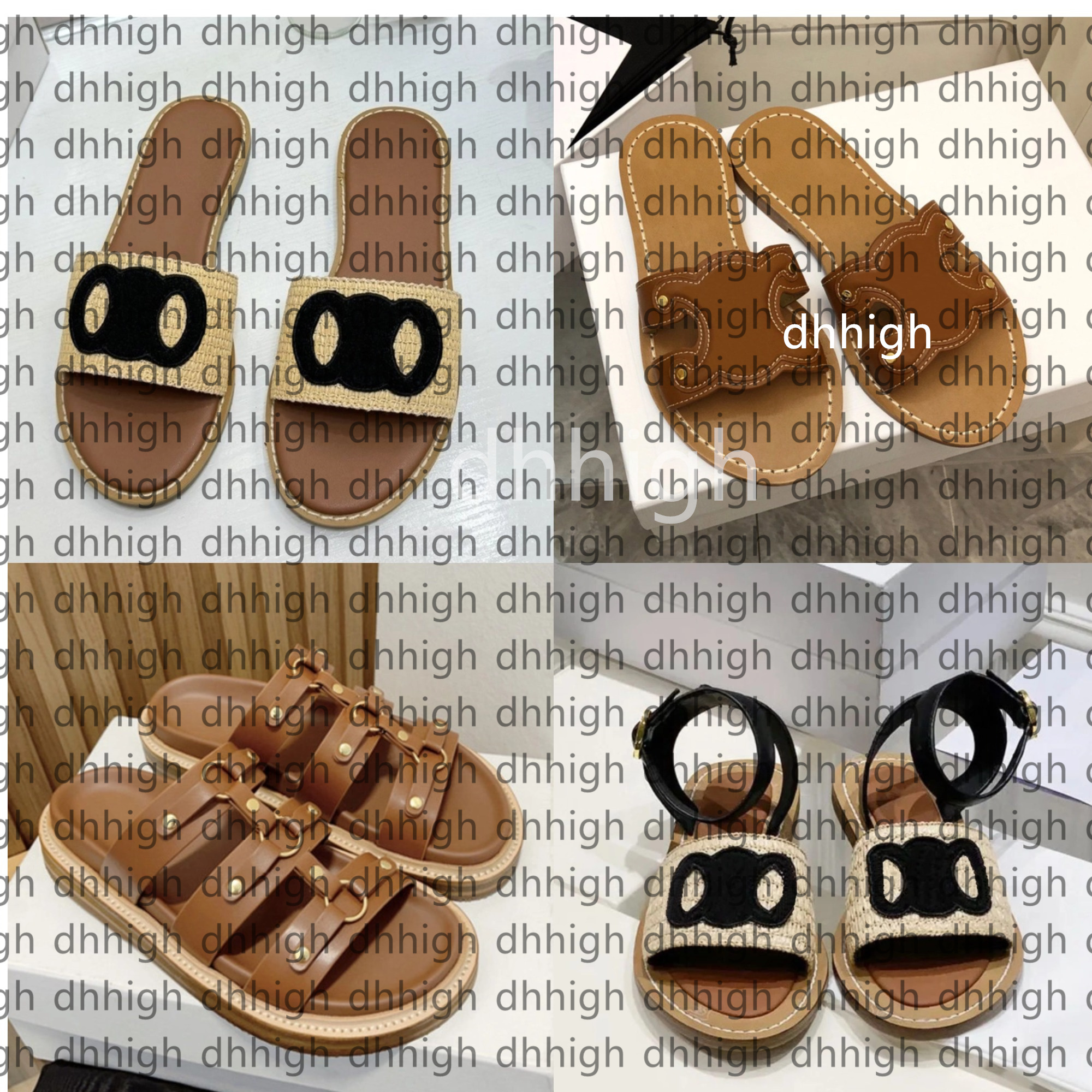 Designer slides Lympia flat slides Raffia sandals Luxury shoes Ankle strap open toe Womens luxury designer holiday flats gladiator sandal size 35-42